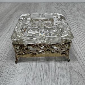 Vintage MCM Brass Gold Ormolu Trinket Jewlery Box Dish Holder Ring Braclet +